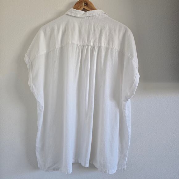 Orvis Womens Linen Blend White Button Up Shirt Size 2XL Relaxed Boxy Fit Plus - Picture 6 of 9